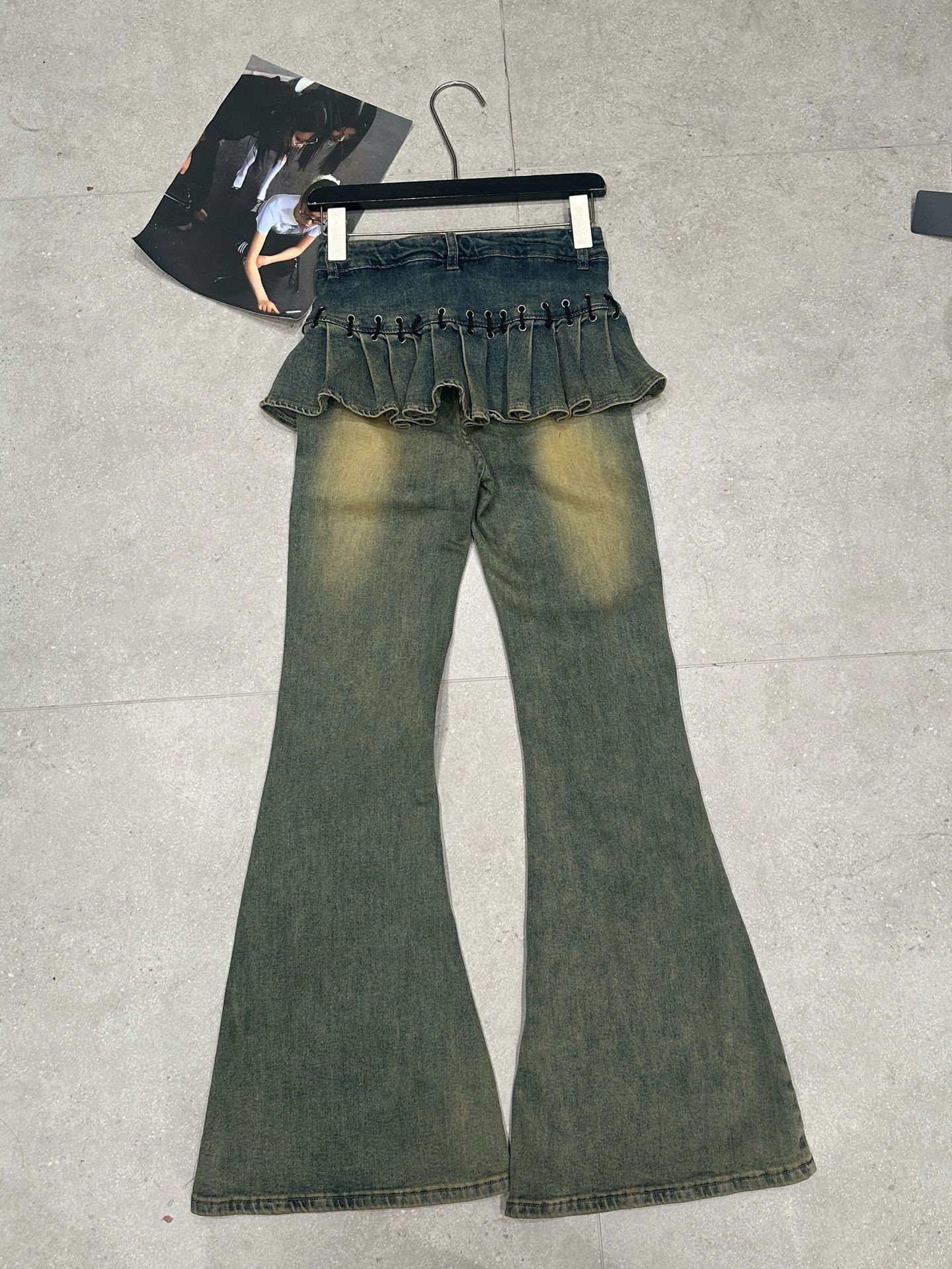 デニムフリルウォッシュドヴィンテージジーンズ/cm0037