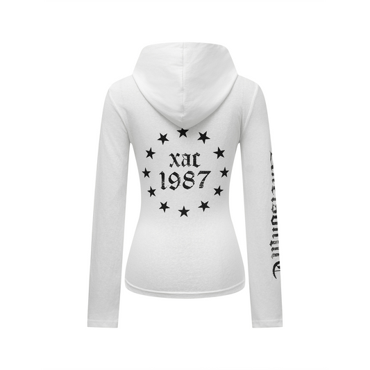 フード付きバックプリントスリムスウェットシャツ/2color/cm0040