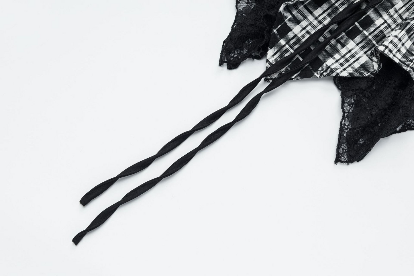 チェック柄スターアクセ付きレースディテールミニスカート/cm0041