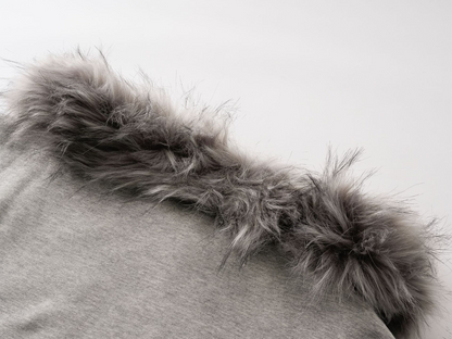 取り外しファー付きプリントジップアップスウェット/2color/cm0051