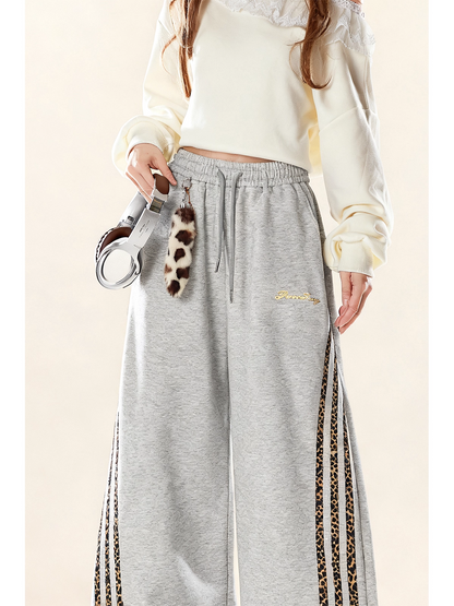 レオパード柄ラインストラップ付パンツ/2color/cm0077