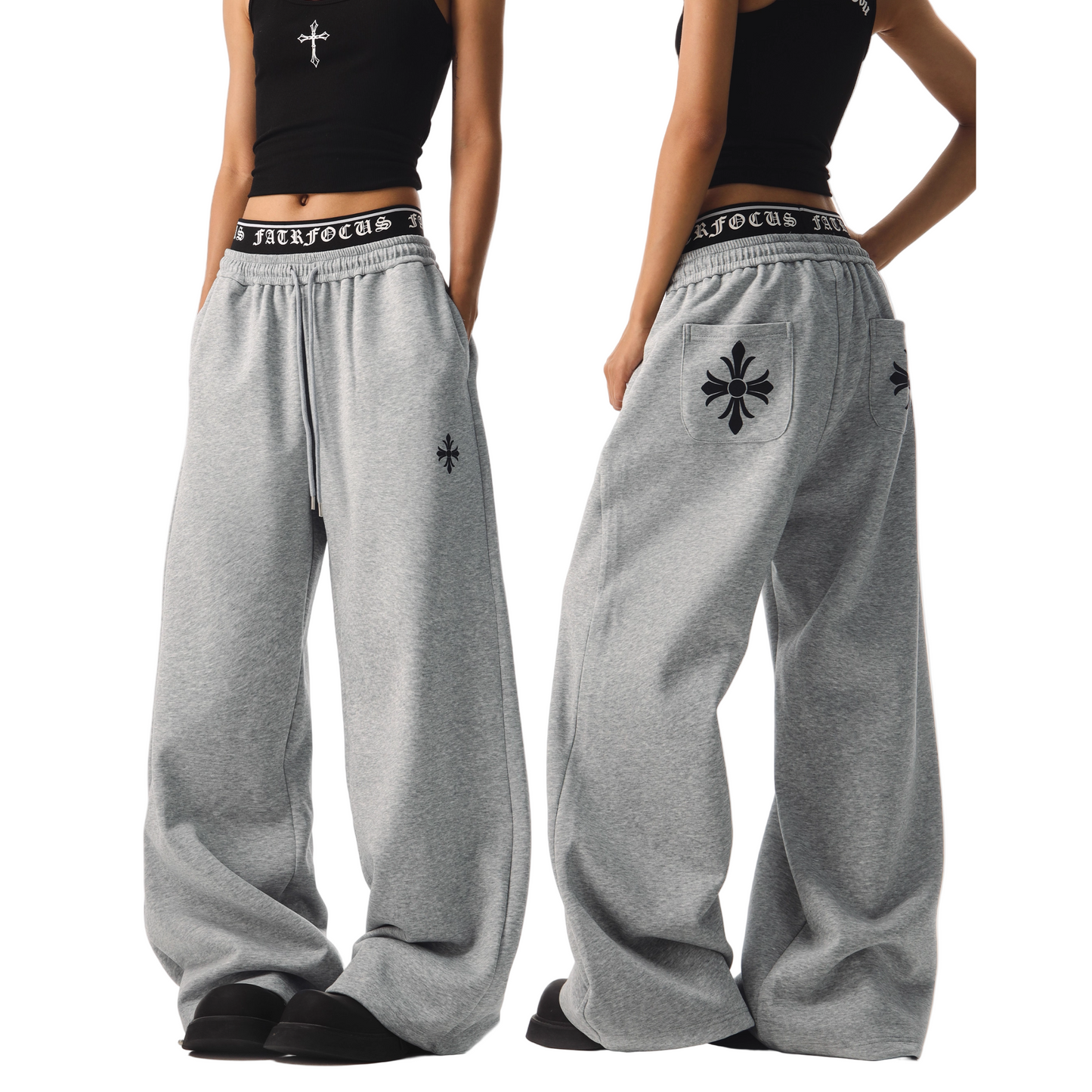 クロスデザインアルファベットスウェットパンツ/cm0092