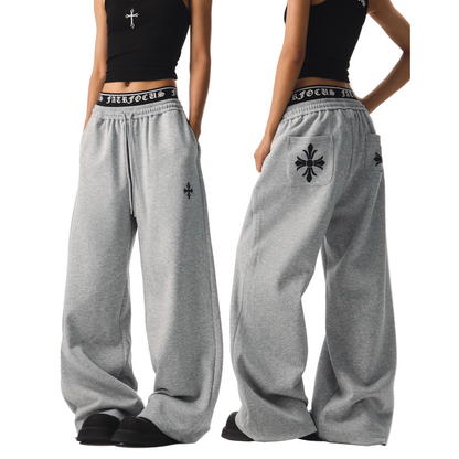 クロスデザインアルファベットスウェットパンツ/cm0092