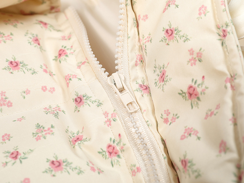 リボンデザインフラワー柄パファージャケット/2color/cm0070