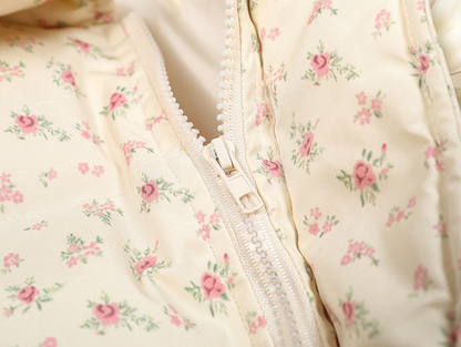 リボンデザインフラワー柄パファージャケット/2color/cm0070