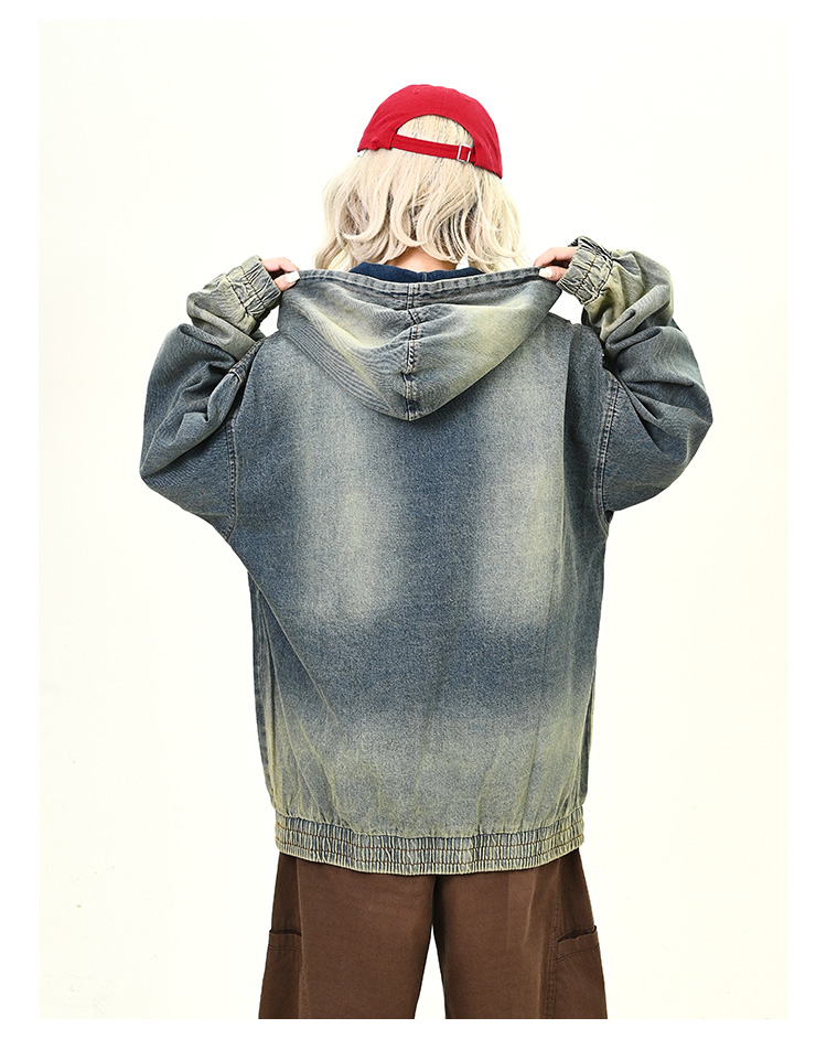 ウォッシュデニムフード付きパーカーcm0030