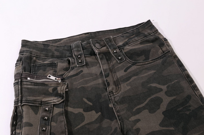 カモフラ柄ダメージデニムパンツ/cm0094