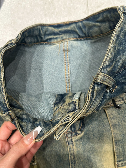 デニムフリルウォッシュドヴィンテージジーンズ/cm0037