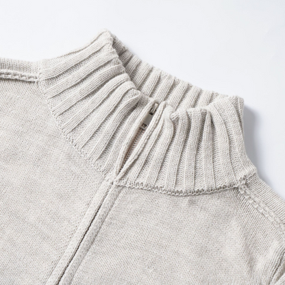 ロゴワンポイントハイネックジップアップニット/cm0124