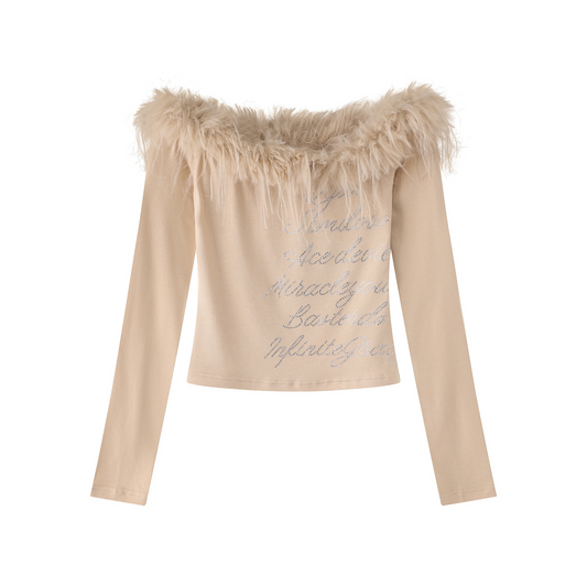 2color/エコファーデザインオフショルダー長袖トップス/cm0181