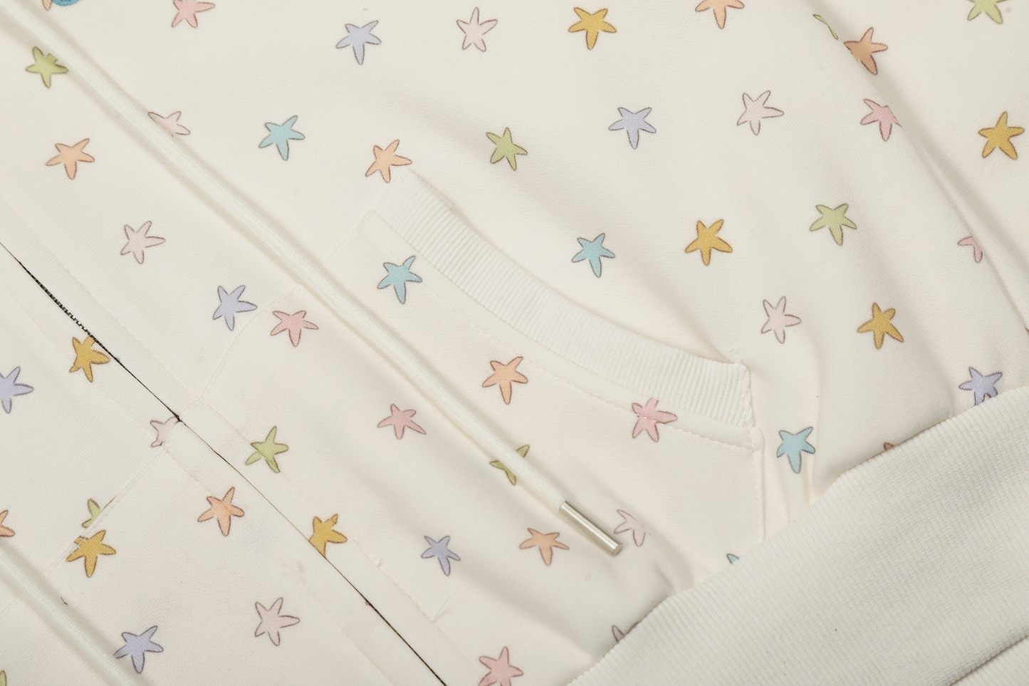 レース縁フードスタープリントジップアップパーカー/cm0050