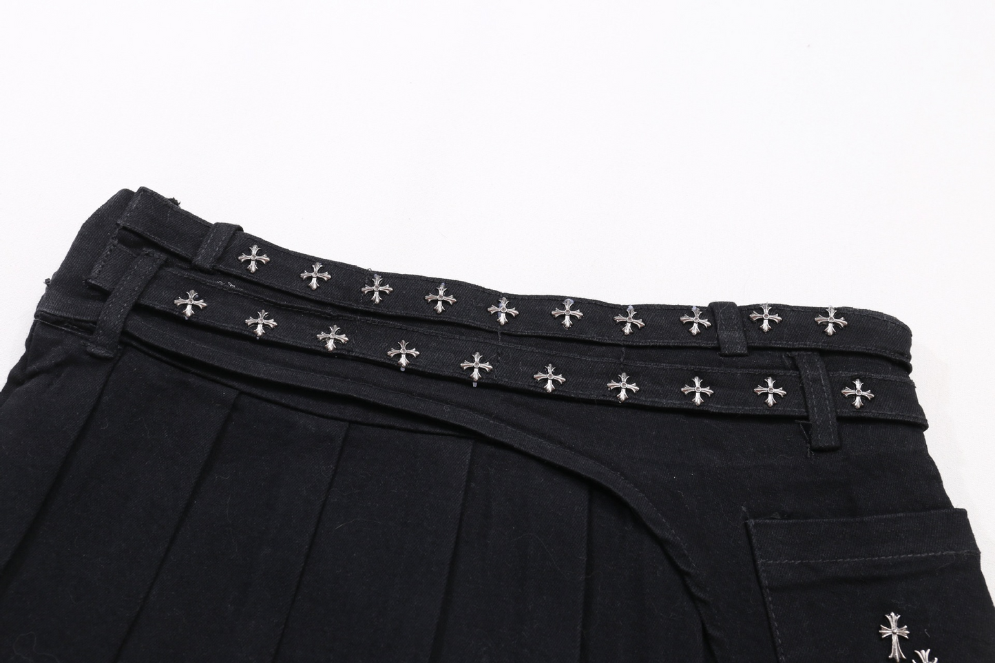 クロススタッズデザインデニムミニスカート/2color/cm0142