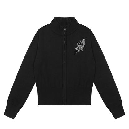 ジップアッププリントロゴカーディガン/2color/cm0132