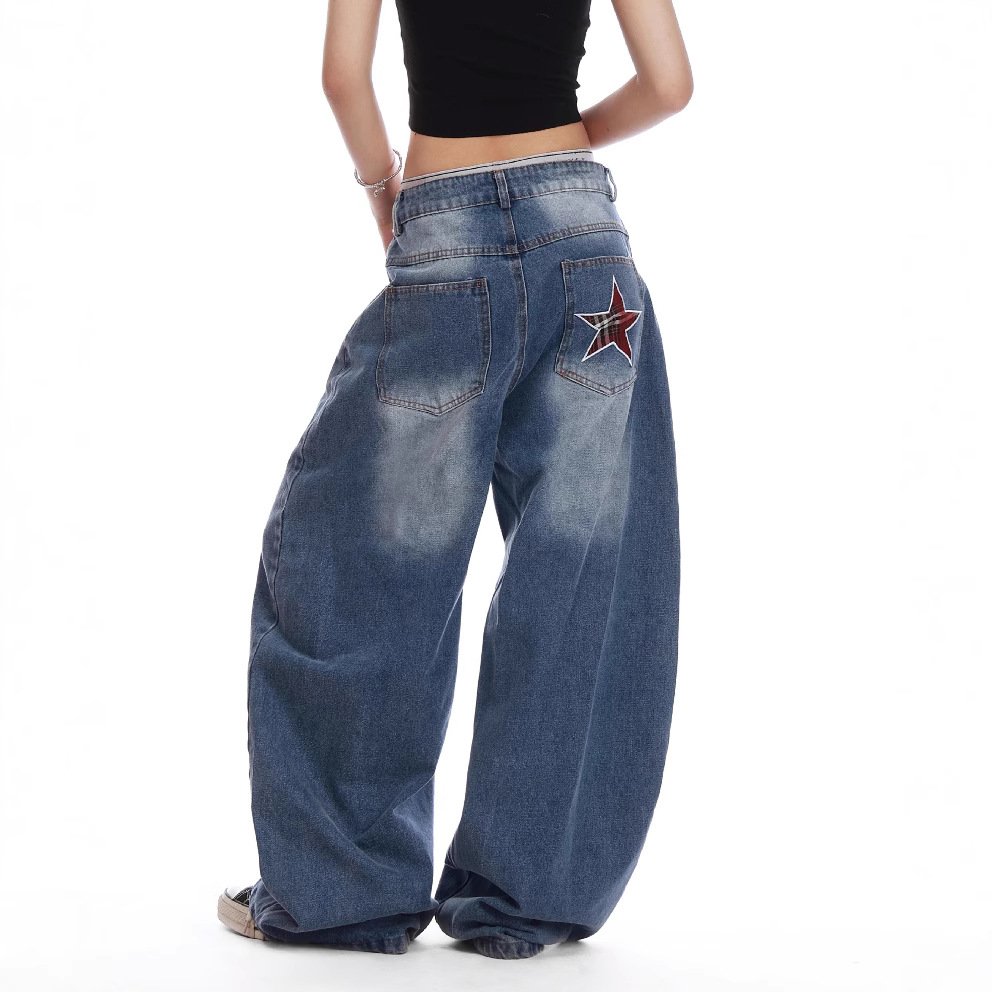 アルファベットスタープリントデニムパンツ/cm0111