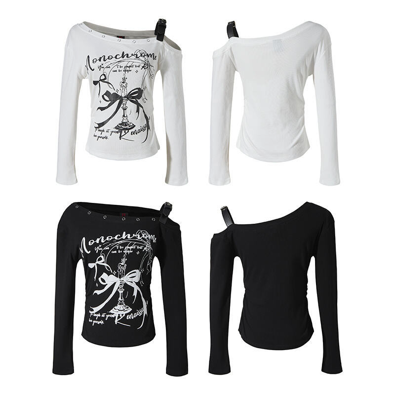 オフショルダーベルトデザイントップス/2color/cm0157