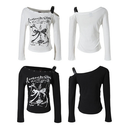 オフショルダーベルトデザイントップス/2color/cm0157