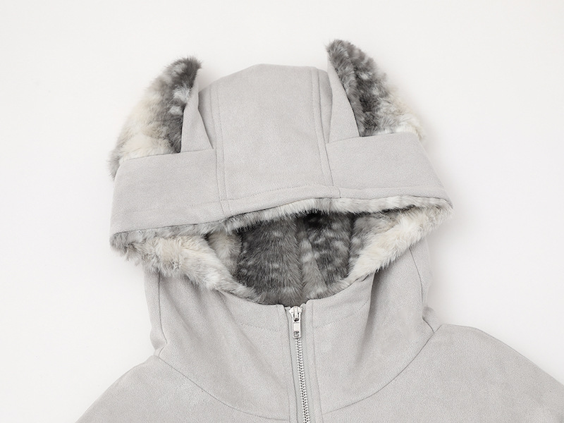 耳付きフードクロスデザインジャケット cm0015