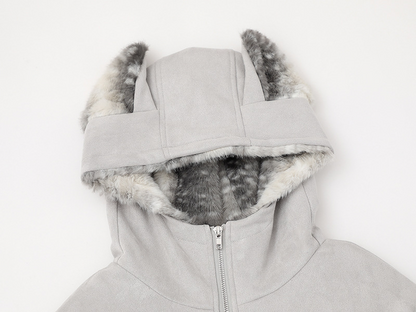 耳付きフードクロスデザインジャケット cm0015