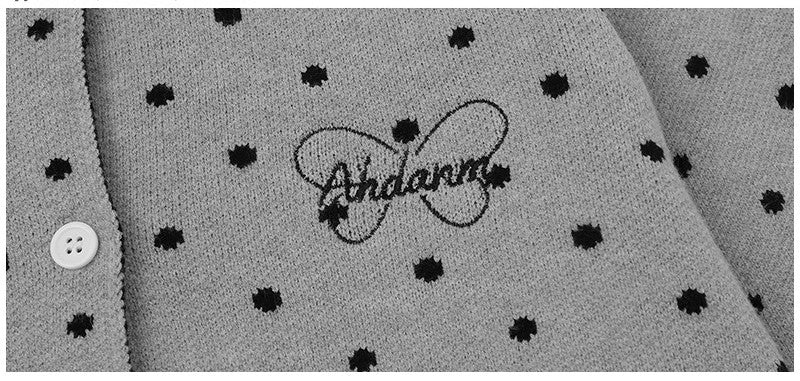 ドット柄ワンポイントデザインカーディガン/2color/cm0086