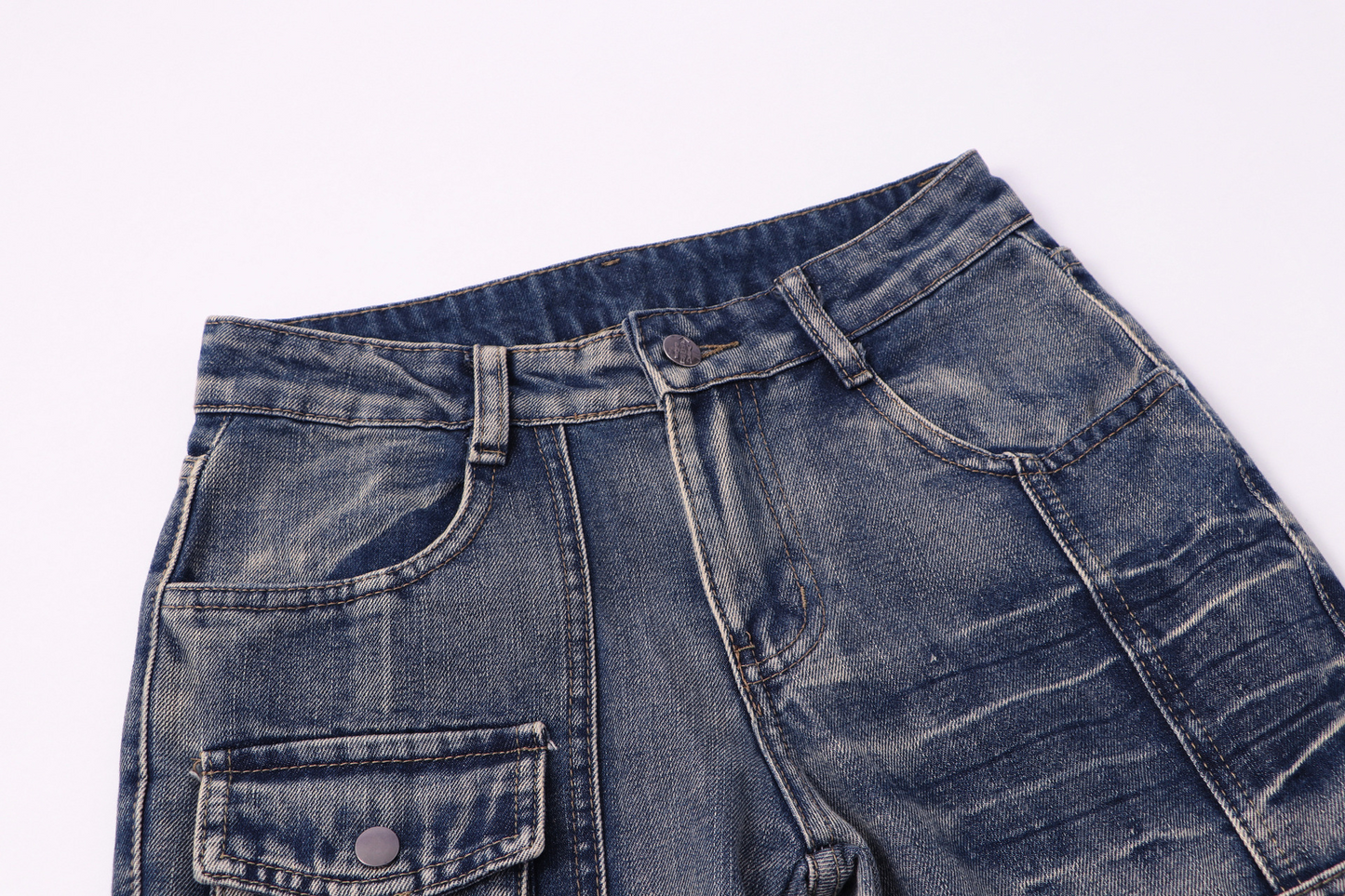 ベルトデザインカーゴデニムパンツ/2color/cm0090