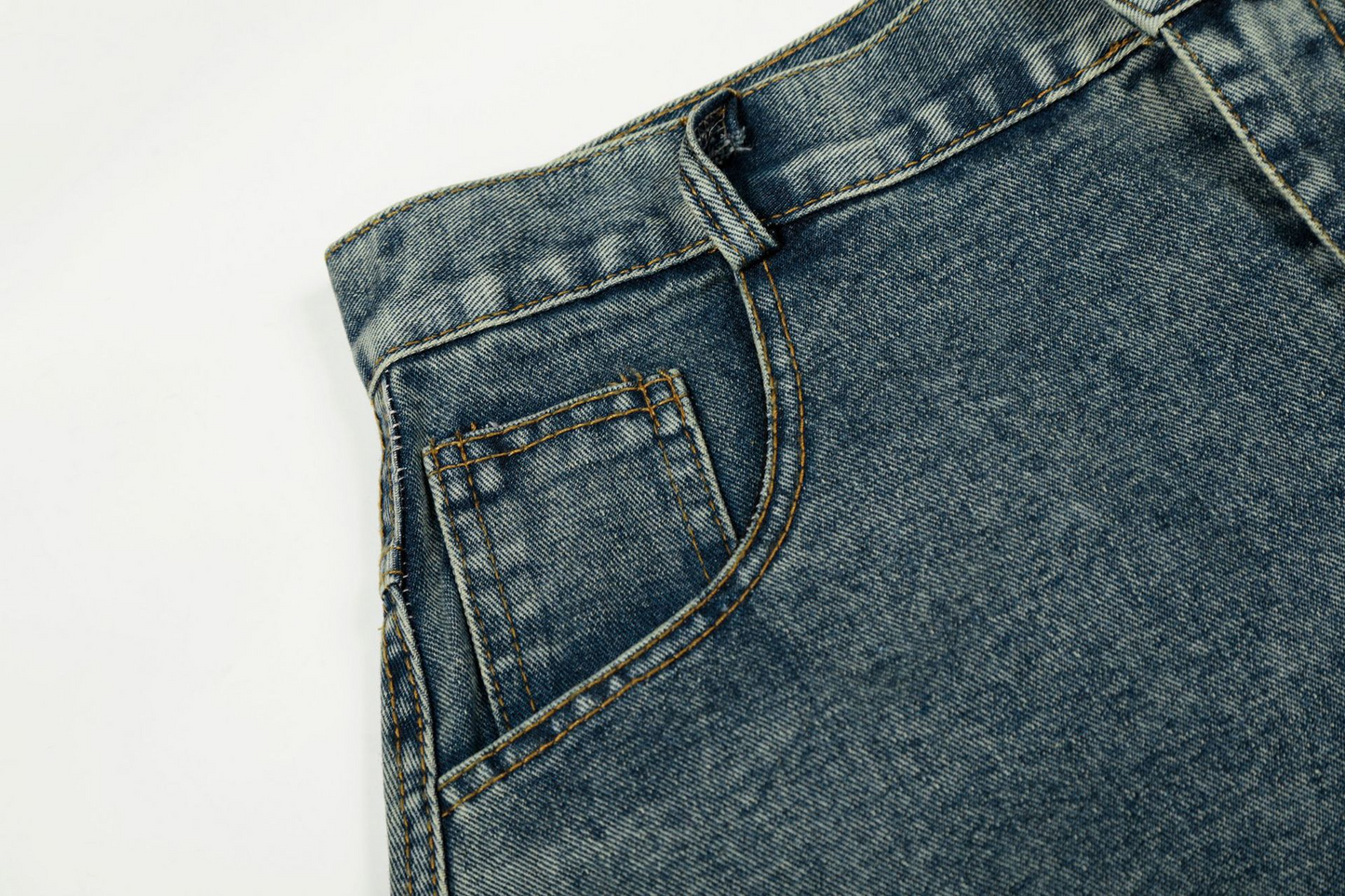 サイド刺繍デザインバックポケットステッチディテールデニムパンツ/cm0120