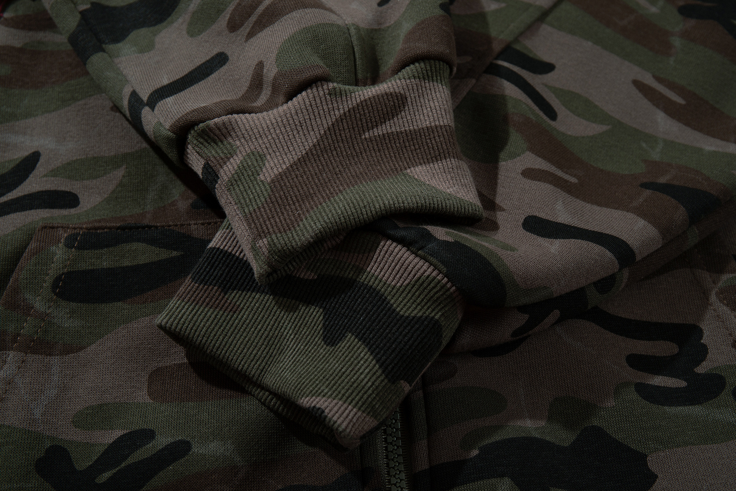 アルファベットパッチワークカモ柄ジップアップパーカー/cm0055