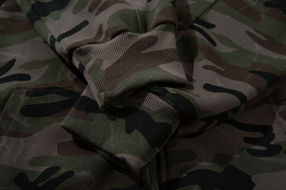 アルファベットパッチワークカモ柄ジップアップパーカー/cm0055