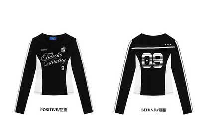 セーラーカラースポーティーナンバープリントカットソー/2color/cm0039