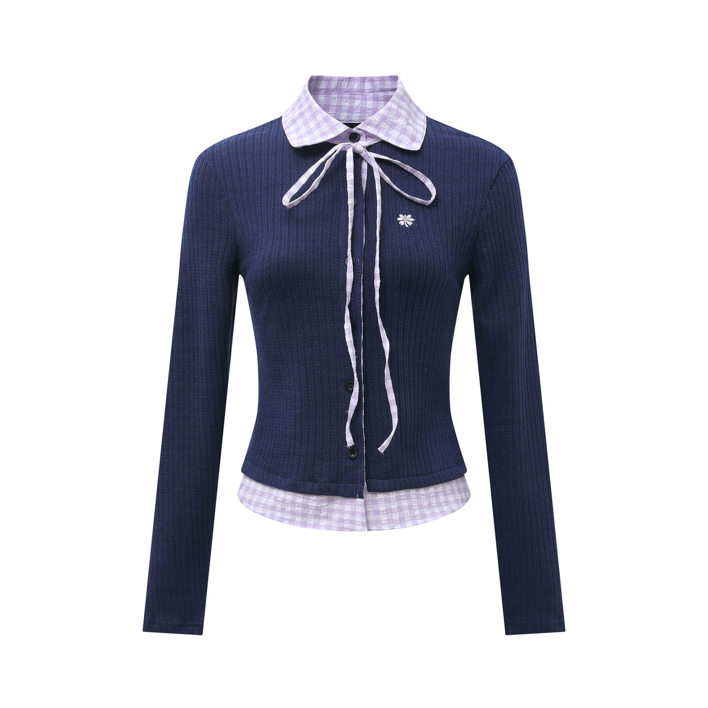 フェイクレイヤードシャツ/長袖ボタンカーディガン/2color/cm0028