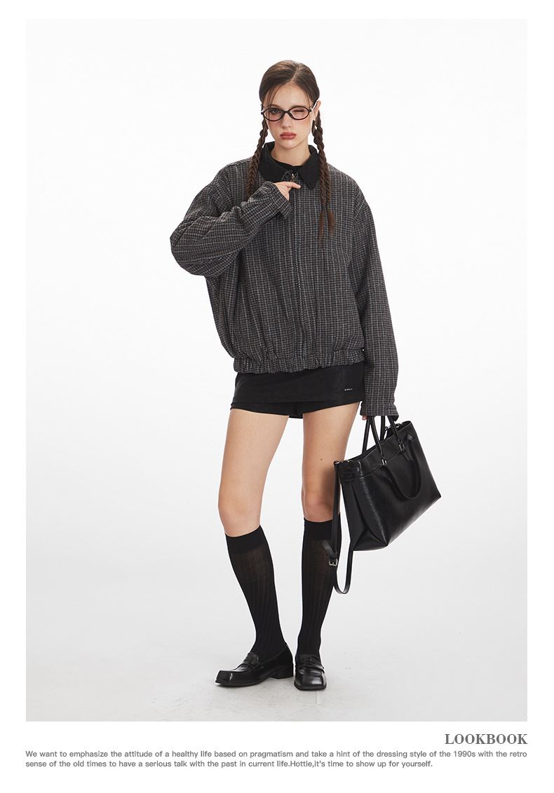 リバーシブル/コントラスト チェック柄 ヴィンテージジャケット/2color/cm0060