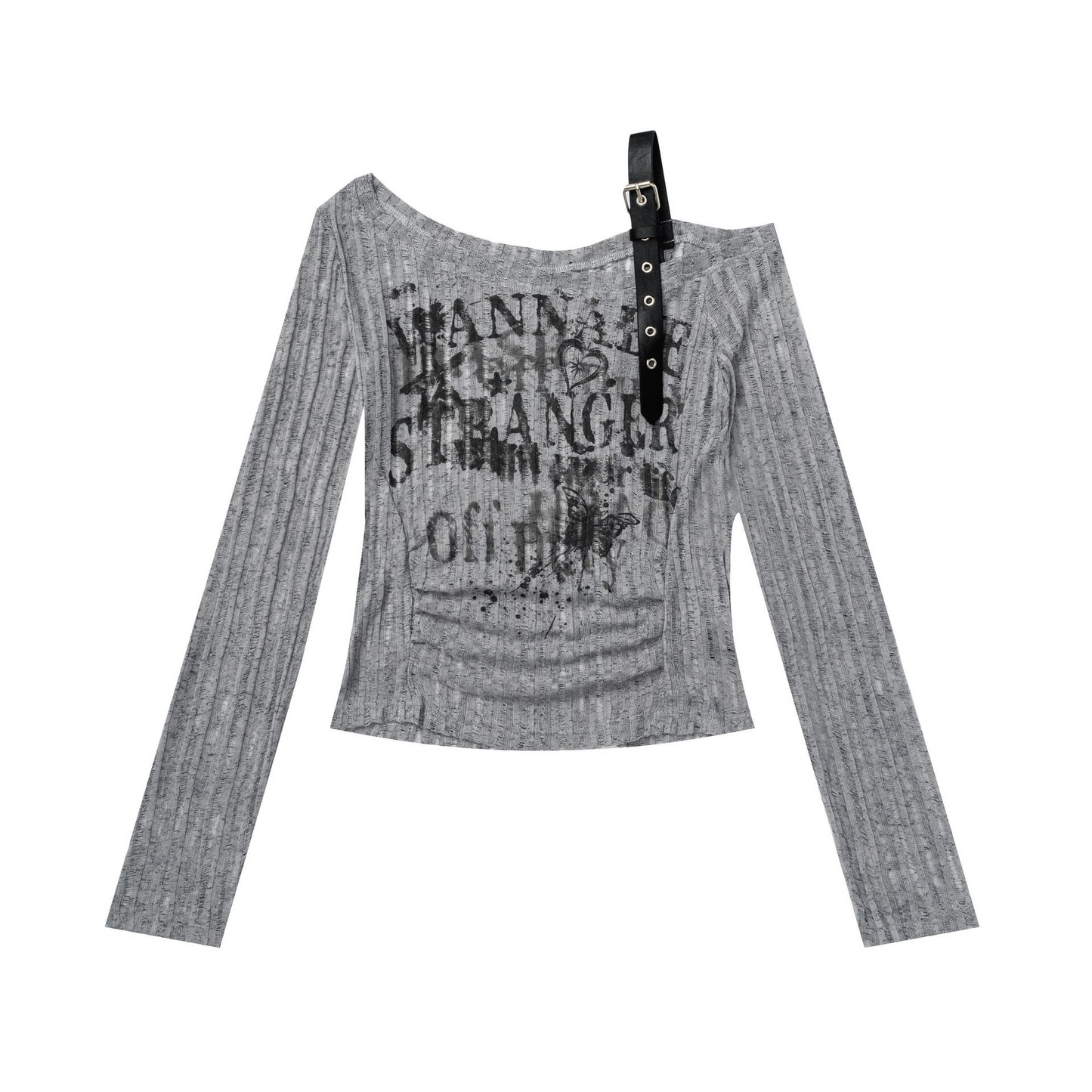 ベルトデザインオフショルダートップス/2color/cm0154