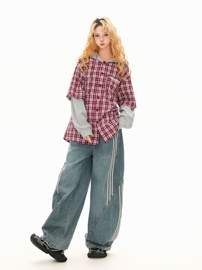 フェイクレイヤーチェックシャツジャケット/2color/cm0082