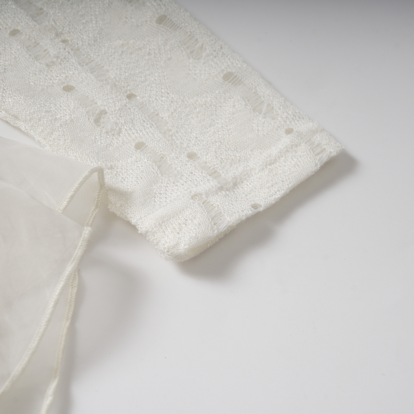 ヴィンテージデザインメッシュダメージ加工長袖トップス/2color/cm0059