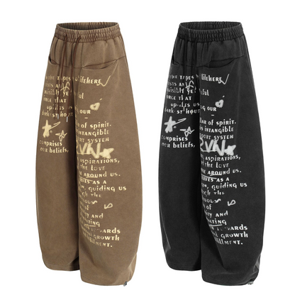 アルファベットプリントルーズパンツ/2color/cm0067