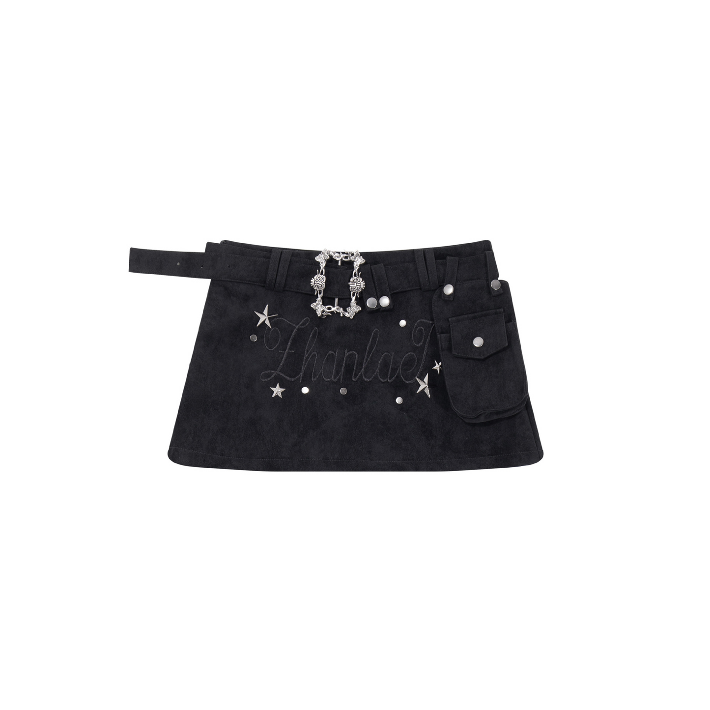 スタースタッズ装飾ベルトミニスカート/2color/cm0109