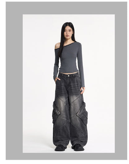 BIGポケットワイドレッグカーゴデニム/cm0117