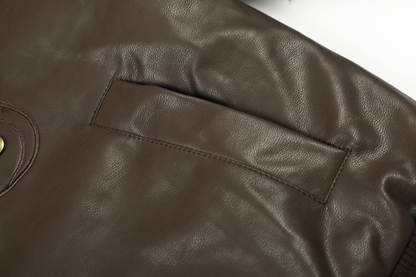 フェイクファーカラースタッズPUジャケット/2color/cm0144