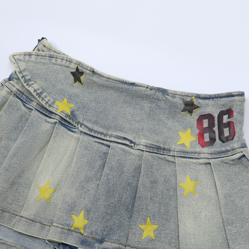 スタープリントデニムミニスカート/3color/cm0011