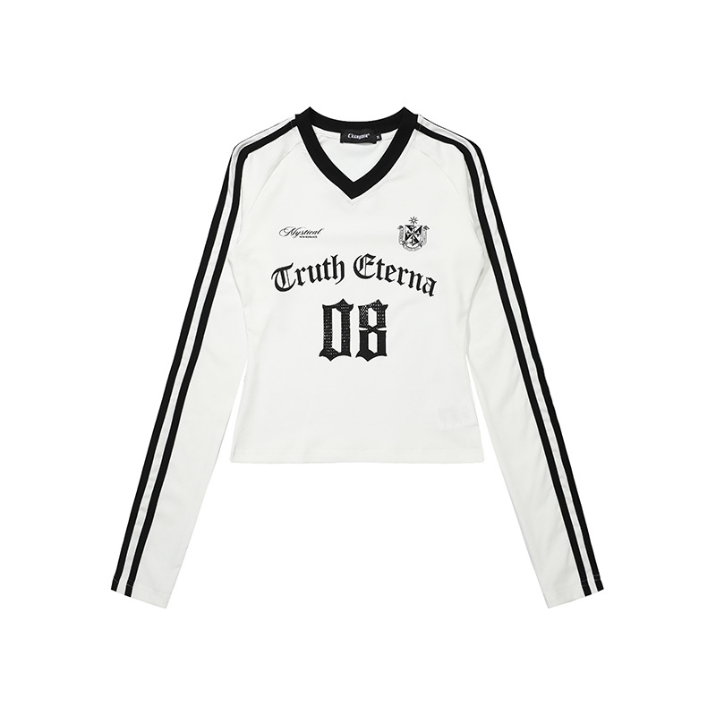 スポーティーナンバープリント長袖Tシャツ/2color/cm0101