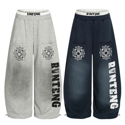 ポケットロゴプリントワイドパンツ/2color/cm0065