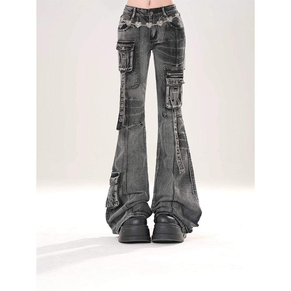 ベルトデザインカーゴデニムパンツ/2color/cm0090