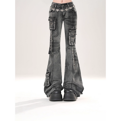 ベルトデザインカーゴデニムパンツ/2color/cm0090