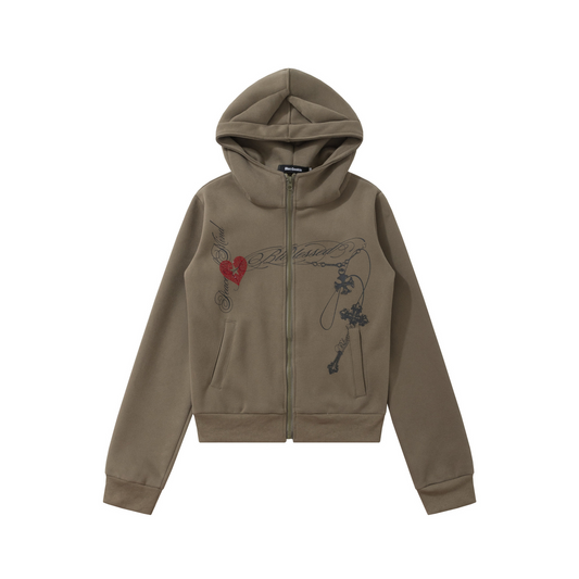 2color/ハート＆クロスロゴジップアップフーディー/cm0184