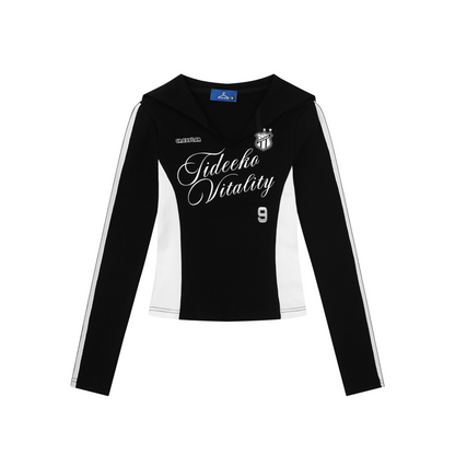 セーラーカラースポーティーナンバープリントカットソー/2color/cm0039