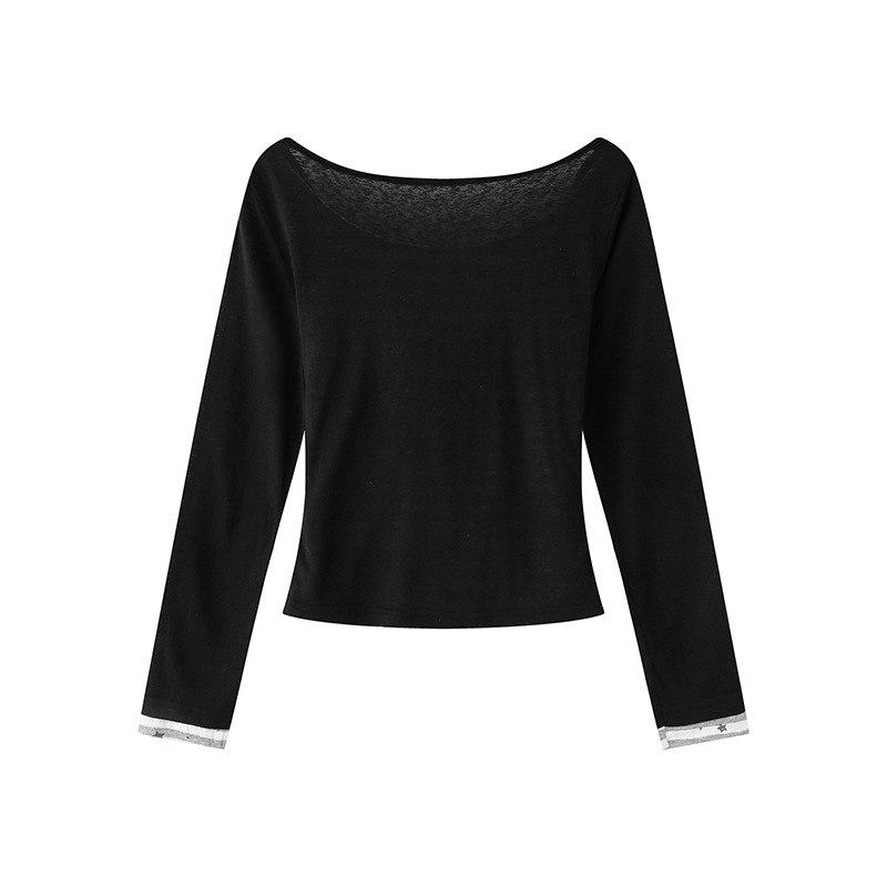 2color/フェイクレイヤードロゴ入りトップス/cm0239