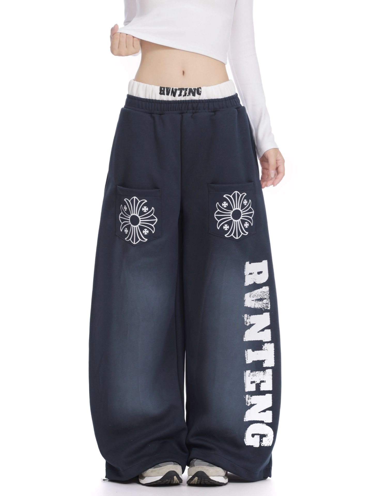 ポケットロゴプリントワイドパンツ/2color/cm0065