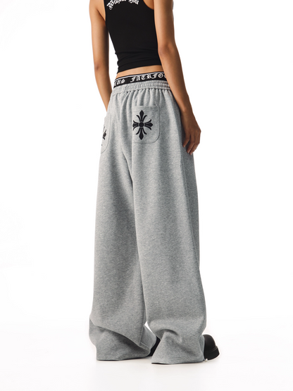 クロスデザインアルファベットスウェットパンツ/cm0092