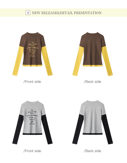 バイカラープリントロングTシャツ/2color/cm0127