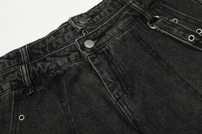 ジップディテールマルチポケットデニムカーゴパンツ/2color/cm0130