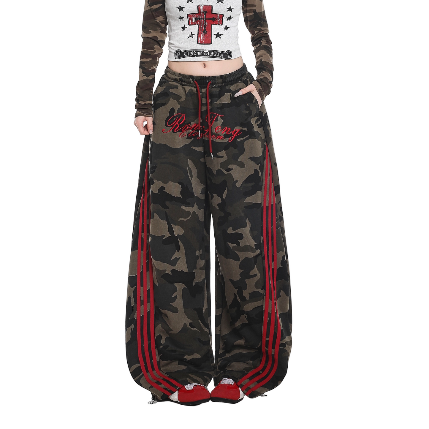 カモフラ柄サイドラインパンツ/cm0054